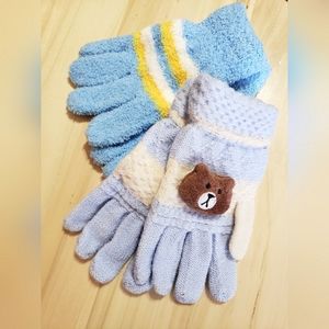 Unisex Kids Fashion Winter Gloves Bundle Blue Style